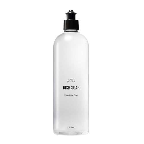 Image of Public Goods Natural Fragrance Free Dish Soap | Kitchen Soap | Plant-Based & Vegan Friendly | Clear Dish Detergent Liquid | Concentrated Formula | Made in USA | 16 Fl Oz