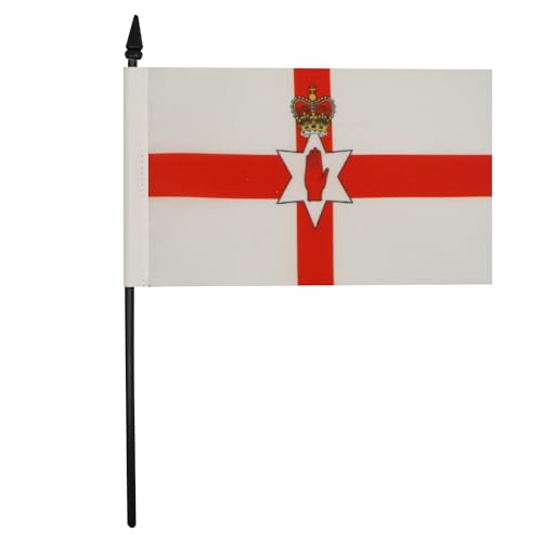 Image of Northern Ireland Table Flag 4'' x 6'' - Irish Desk Flag 15 x 10 cm - Black plastic stick and base - AZ FLAG