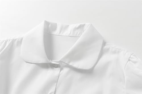 Mud Kingdom Girls White Shirts Button Down Peter Pan Collar Blouse with Short Sleeve Summer3