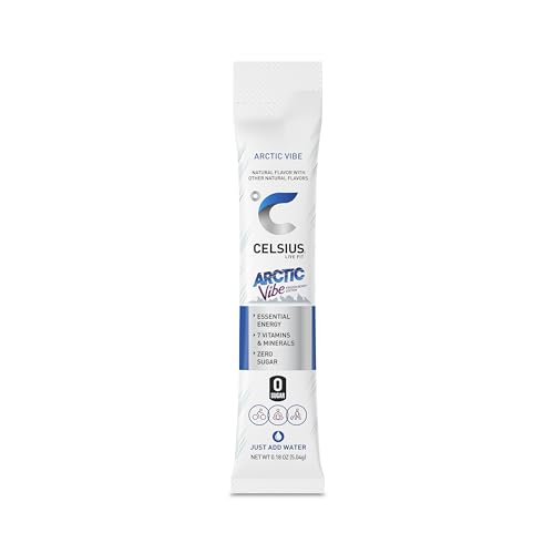 Image of CELSIUS On-The-Go Powder Sticks Arctic Vibe, Essential Energy 2.5 Oz (14 Sticks per Pack) (Pack of 28)