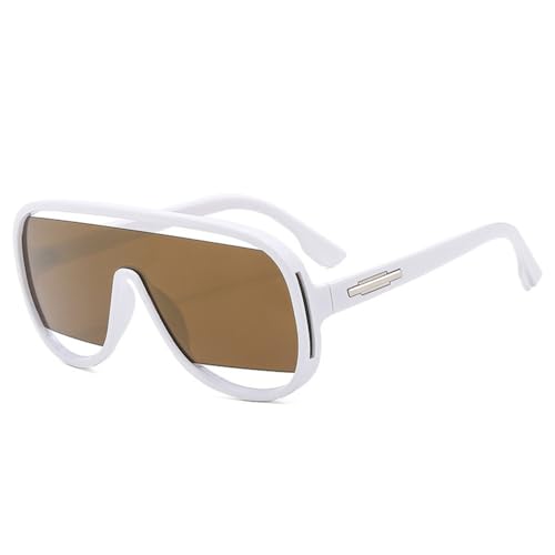 Lunettes de soleil rétro une pièce miroir doré blanc LVTFCO taille unique pour hommes et femmes