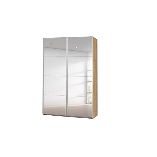 Rauch Möbel Caracas Armario correderas, ingeniería Material de Madera Placa tensora, Roble Artisan con 2 Puertas con Espejo, Breite|135 cm