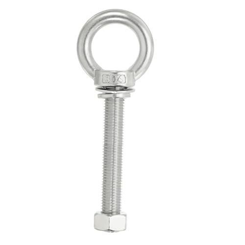 Image of PATIKIL M16 x 100mm Lifting Shoulder Eye Bolt, 304 Stainless Steel Lifting Ring Threaded Eyebolt with Nuts Washers for Hanging Hammocks Articles