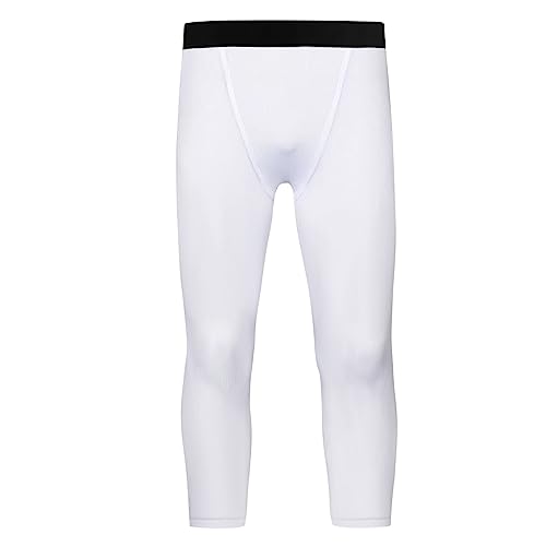 Charque Youth Boy 3/4 Compression Leggings Capris Tights Athletic Base Layer Sports Under Pants for Running Workout Training3