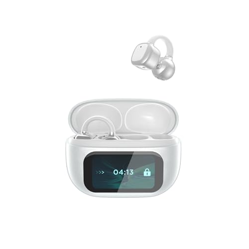 Auriculares Inalámbricos Bluetooth 5.4, Audifonos Deportivos Abiertos con Clip, Traducción de idiomas, 50H Reproducción con Cancelacion Ruido ENC, Pantalla Táctil Auriculares de oído abierto (Plata)