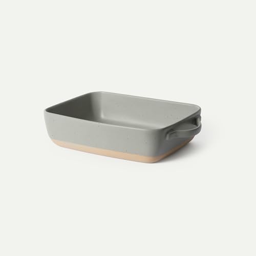 Image of Mora Ceramic Baking Dish with Handles For Casserole, Lasagna, Gratin, Broiling, Roasting, and Baking. Large 9x13 in Pan, Extra Deep - Porcelain Serving Bakeware from Oven to Table. Freezer Safe - Peppercorn