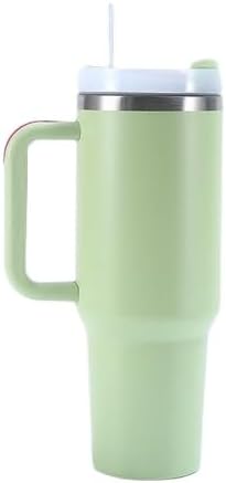 Generic Stanley water cup, large capacity ice cream cup, 304 stainless steel insulated cup, car mounted cold insulation 40oz handle car cup,Yellow green, STLSBA240327-01