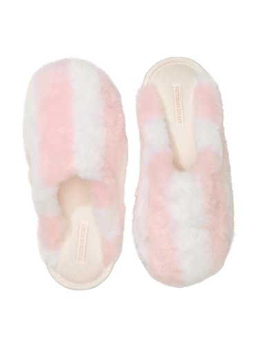Victoria's Secret Closed Toe Faux Fur Slipper Color White/Pink New4