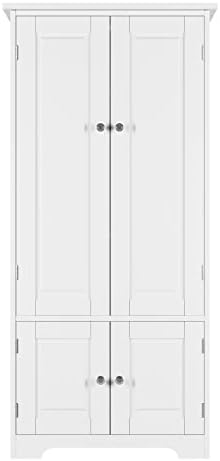 FOREHILL Tall Storage Sideboard Kitchen Cupboard with 4 Doors Wooden Storage Cabinet with Adjustable Shelves Floor Standing Cabinet for Bedroom Living Room Dining Room Hallway 59x32x123cm