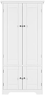 FOREHILL Tall Storage Sideboard Kitchen Cupboard with 4 Doors Wooden Storage Cabinet with Adjustable Shelves Floor Standing Cabinet for Bedroom Living Room Dining Room Hallway 59x32x123cm