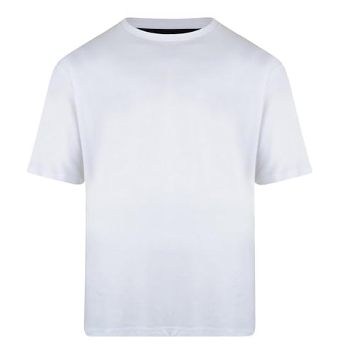 Kam Mens Big Size Pure Cotton/Cotton Rich Plain Tee Shirt in White in 5XL