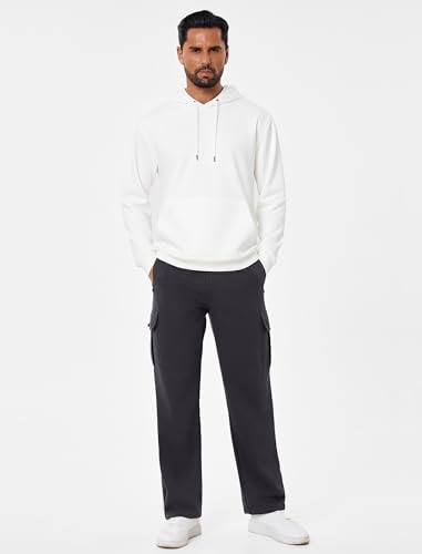 SILKWORLD Men's Sweatpants with Zipper Cargo Pockets Cotton Joggers Midweight Pants for Athletic Running Workout Casual, Charcoal, XX-Large4