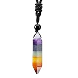 Edelstein 7 Chakra Kette, Heilsteine Anhänger für Herren und Damen, Kristall Amulett für Chakra Yoga, Reiki Heilung und Meditation, Geeignet zum Verschenken, Heilsteine Kristall Schmuck