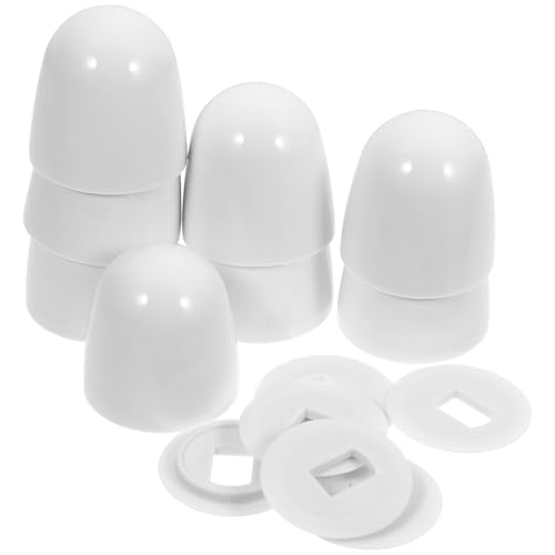 MUCKLILY 8 piezas Tapas Redondas para Tornillos de Inodoro Cubre Tornillos Push Baño Protección contra Óxido y Decoración Práctica para Hogar y Oficina