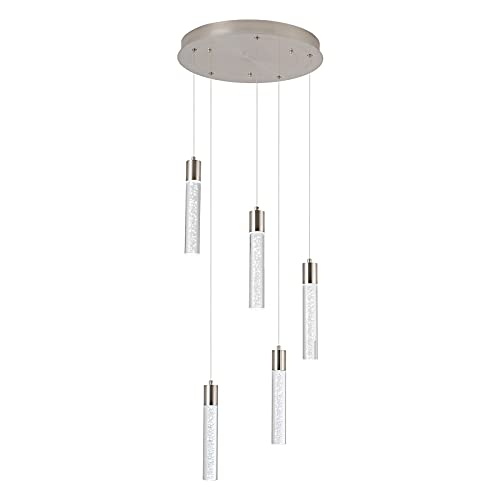 Image of 5-Light Modern Integrated Crystal Pendant Light for Kitchen Island
