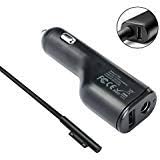 TomWom Surface Pro Car Charger Power Supply Adapter 36W 12V 2.58A Compatible with Microsoft Surface Laptop 2 Pro 3 Pro 4 Book Go Laptop Core i5 i7 with Power Cord USB 2.0 Port