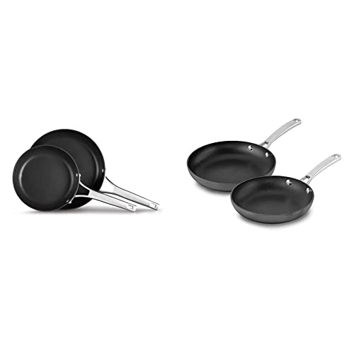Calphalon Premier Hard-Anodized Nonstick Frying Pan Set, 10-Inch and 12-Inch Frying Pans & Nonstick Frying Pan Set with Stay-Cool Handles, 8- and 10-Inch, Grey