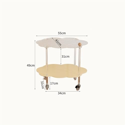 Table Basse Cloud en Acrylique à Double Couche avec Chariot de Rangement Mobile - 3