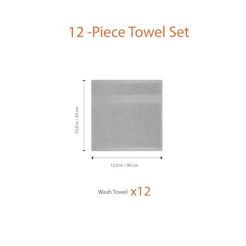 image for Amazon Basics Cotton Washcloths for Bathroom, Soft and Highly Absorben