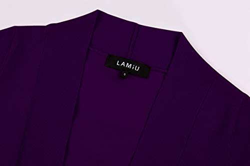 Mintlimit Women's Trendy Bolero Shrug Open Front Cropped Cardigan 3/4 Sleeves Short Coat/Sweater (Dark Purple,Size Xl) #TOP4