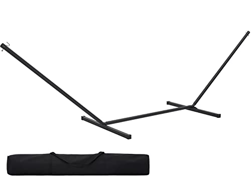 SUPERJARE 12 FT Hammock Stand Only, 450 lbs Capacity Heavy Duty Steel Hammock Stand, Portable Carrying Bag, 2 Person, Rust-Resistant Finish, Perfect for Patio, Camping, Indoor, Outdoor - Black