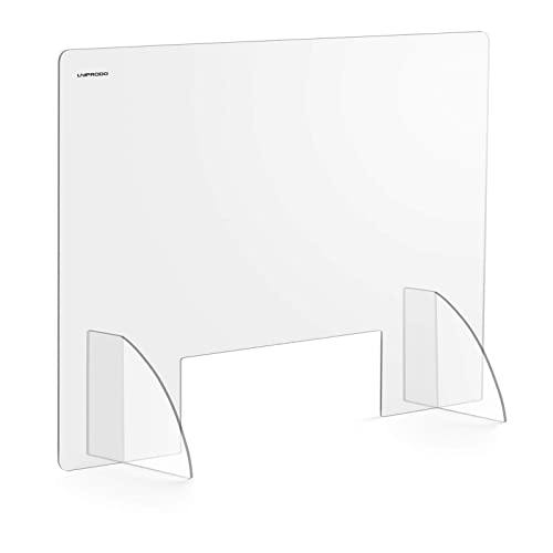 Uniprodo Mampara Anticontagio Protector Para Comercio UNI-PPG01 (Montaje sin herramientas, Dimensiones: 95 x 65 cm, Fabricado en acrílico, Con ventanilla de 45 x 15 cm)
