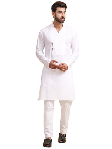 MIDAV Mens Cotton Poplin Kurta for Festivals & Events | Solid Pla...