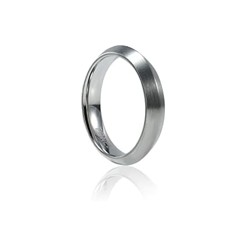 4mm Pure Titanium Promise Rings for Her Triangle Curved Wedding Bands Ring Aesthetic Silver, Matte Brushed Simple Engagement Ring for Women Size 6 to 8, Titanium, No Gemstone Cover