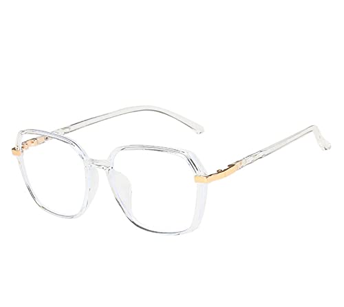 TECH-LINE-DIRECT FASHION ACCESSORIES Gafas de bloqueo de luz azul Lente transparente Marco de metal anti fatiga ocular Anti-UV Computadora/juegos/TV/teléfonos Gafas para mujeres/hombres, Clear,