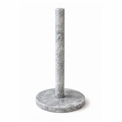 Image of Silk Route Home White Marble Kitchen Roll Holder - Paper Towel Stand