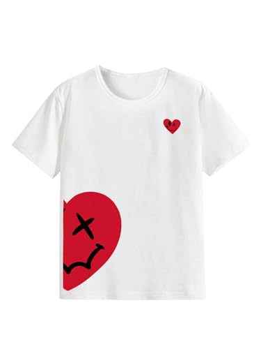 SweatyRocks Boy's Heart Graphic T Shirts Crewneck Short Sleeve Casual Tee Tops
