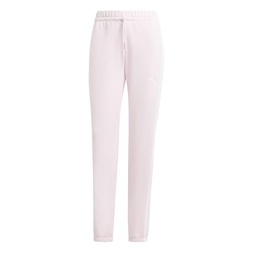 adidas Femme Essentials 3-Stripes French Terry Cuffed Pants, Clear Pink/White, S