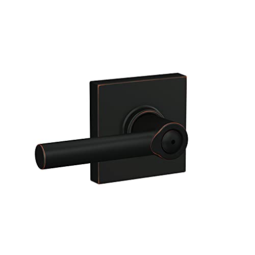 Schlage F40 BRW 716 COL Broadway Lever with Collins Trim Bed & Bath Privacy Door Lock, Aged Bronze