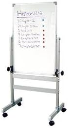 Luxor 22"W x 34"H Reversible Height Adjustable Porcelain Steel Magnetic Whiteboard -Aluminum Frame