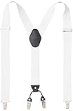HIKARO Tirantes para hombres de 3,5 cm de ancho con clips resistentes - Blanco