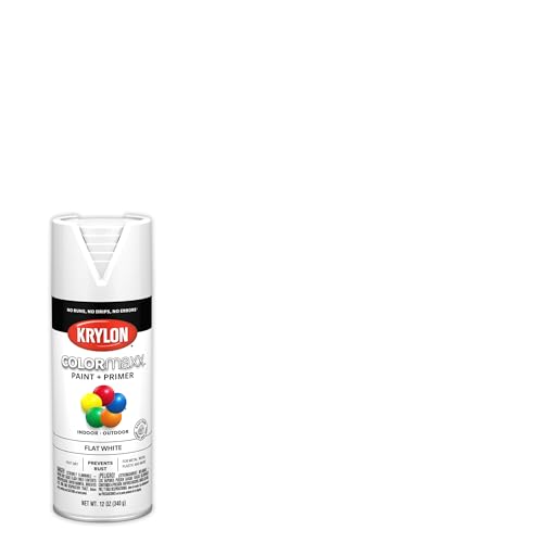 Krylon K05548007 COLORmaxx Spray Paint and Primer for Indoor/Outdoor Use, Flat White, 12 Ounce (Pack of 1)