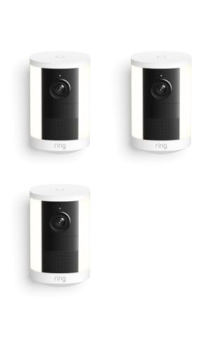Ring Spotlight Cam 2K (newest model), Battery, Home or business security, Wide-Angle Retinal 2K Video, 6x Enhanced Zoom, Motion-Activated Spotlights, 3-Pack, White