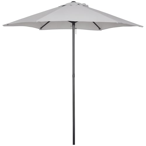 Outsunny Sombrilla de Terraza Exterior Ø2x2 m Parasol de Terraza Exterior con Techo de Ventilación y Poste Desmontable de Aluminio Sombrilla para Jardín Patio Gris Claro