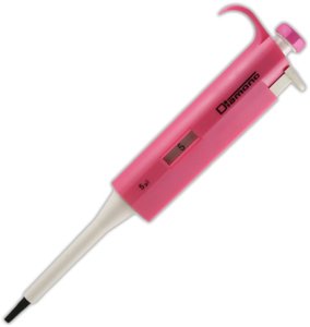 Globe Scientific Diamond 3302-1 Fixed Volume Pipette, 1µL Volume, Pink