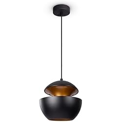 Lamparas Colgantes Para Cocina Y Comedor Paco Home Lámpara Comedor Colgante Cocina Mesa Comedor Pantalla Cable Textil 1,5m E27 Industrial, Farbe_MuVa:Oro (Ø20 cm), Tipo de luminaria___Color:Lámpara colgante - Negro