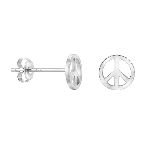 SOFIA MILANI - Pendientes para Mujeres en Plata de Ley 925 - Pendiente de Botón de Paz Hippie - E0756