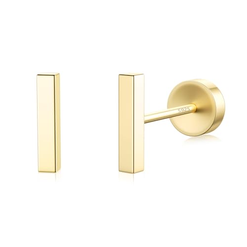 JIAYIQI 925 Sterling Silver Bar Flat Back Earrings for...