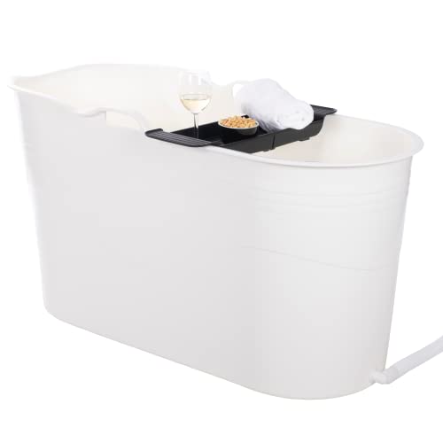 Hello Bath ® Bañera móvil XXL, ideal para el pequeño cuarto de baño, 122 x 55 x 63 cm, elegante y acogedora, color blanco Cover
