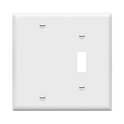 ENERLITES Combination Toggle Switch/Blank Device Wall Plate, Standard Size, 2-Gang 4.5' x...