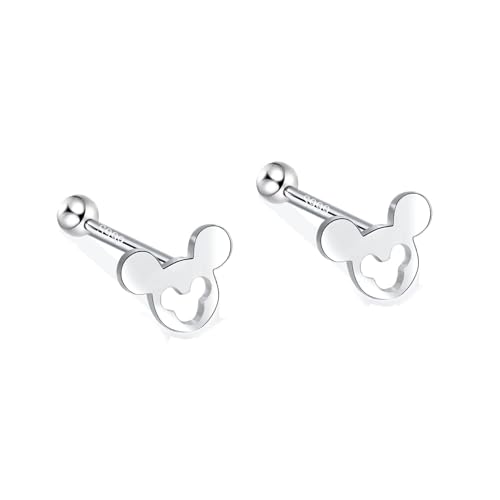 Kaguyo boucles d'oreilles à vis en argent pour les filles, Sterling Silver petite petite souris vis retour boucles d'oreilles goujon pour femmes filles enfants, cadeau d'anniversaire (open earrings)