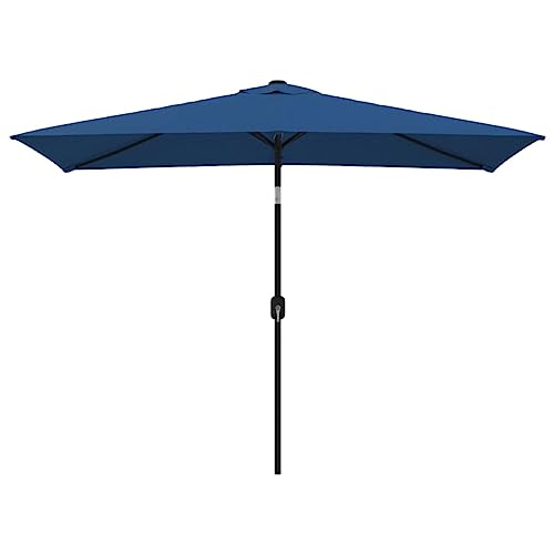 vidaXL Rectangular Outdoor Parasol in Azure - UV-Protective Polyester Cover with Steel Pole, Air Vent, and Crank Mechanism, 118