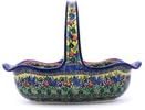 Polmedia Polish Pottery Basket with Handle UNIKAT - Splendid Morning Glow Pattern Handmade in Boleslawiec Poland by Ceramika Artystyczna + Certificate of Authenticity