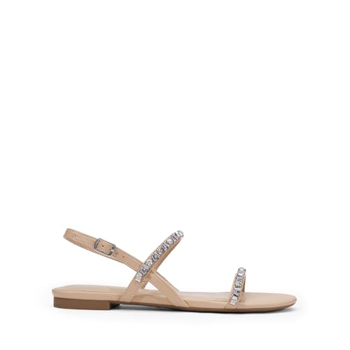 Image of DREAM PAIRS Women's Rhinestone Sandals Open Toe Casual Dressy Sparkly Comfortable Flat Summer Shoes