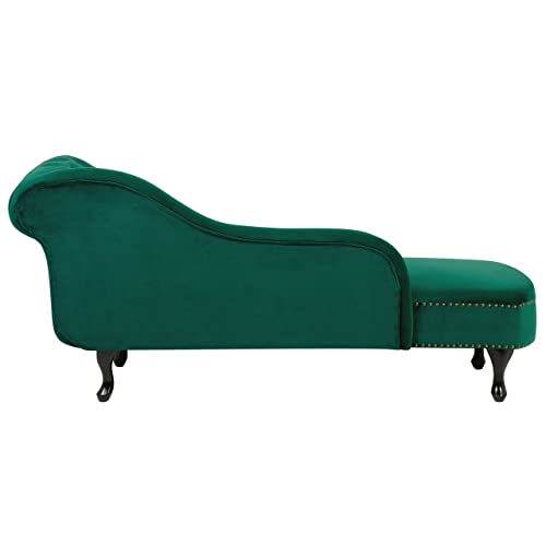 Récamiere Beliani Retro Chaiselongue Samtstoff rechtsseitig grün