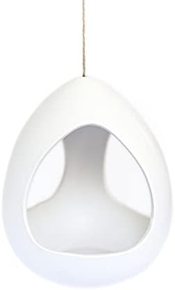 Miniatura 4 de Cápsula colgante grande de cerámica blanca con planta de aire Xerographica - Tillandsia viva en soporte para plantas - al por mayor y a granel -